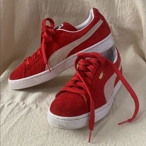 PUMA Womens Red suede classic sneaker 8.5